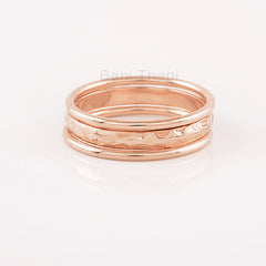 Rose Gold Minimalist Rings, Hammered Stackable Bands, 925 Sterling Silver Ring, Anniversary Band, Delicate Ring