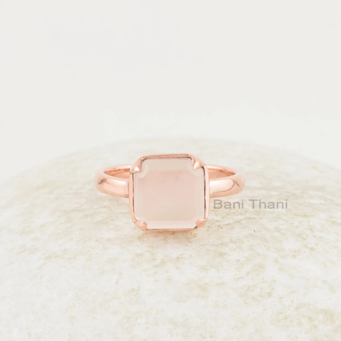 Morganite Ring - 925 Sterling Silver - 9mm Rose Gold Plated - Prong Set - Personalized Jewelry - Jewelry for Wedding - Gift for Girlfriend