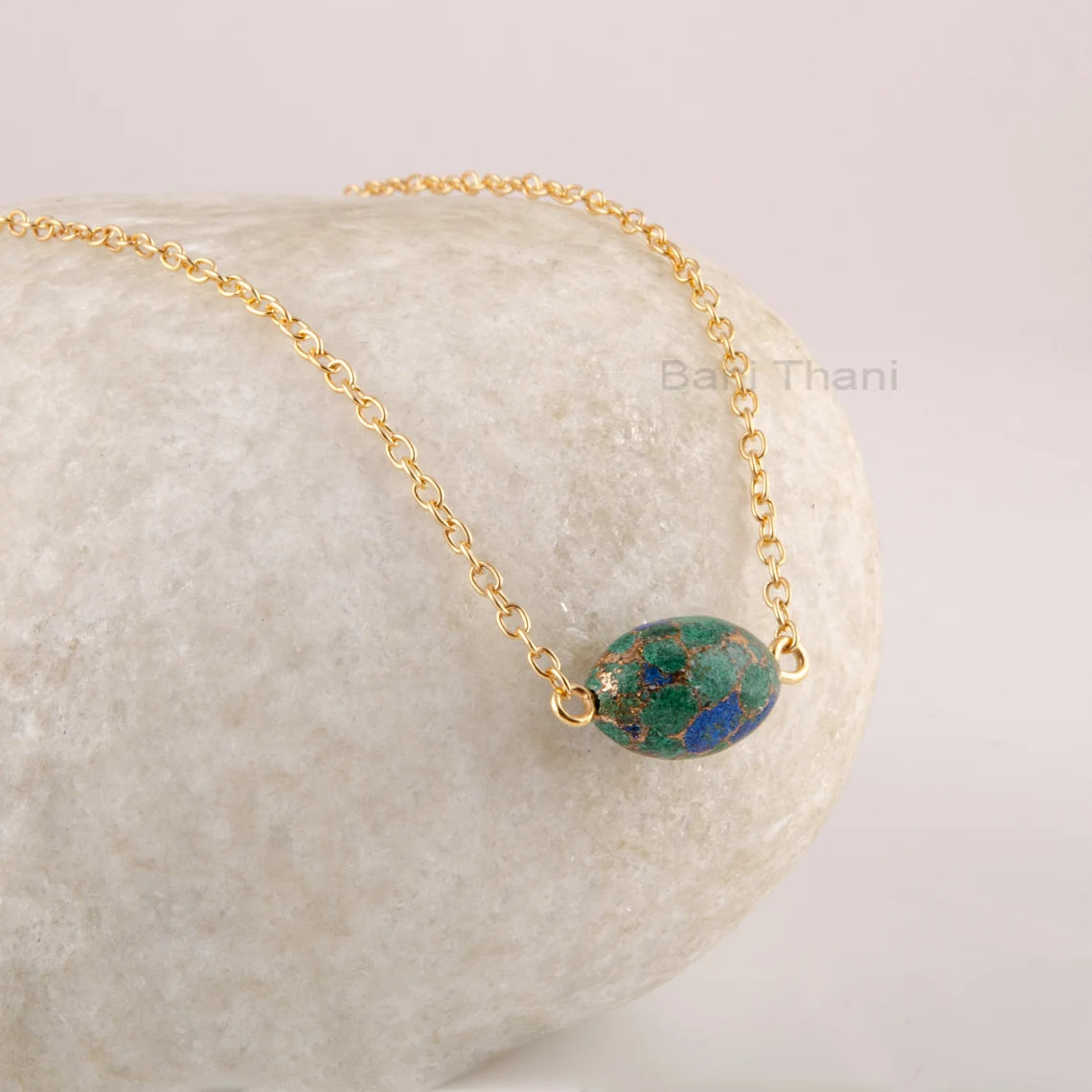 Beautiful Natural Pendant, Azurite Copper Necklace, 925 Sterling Silver Necklace, 18k Gold Plated Necklace, Minimalist Pendant Necklace With Chain