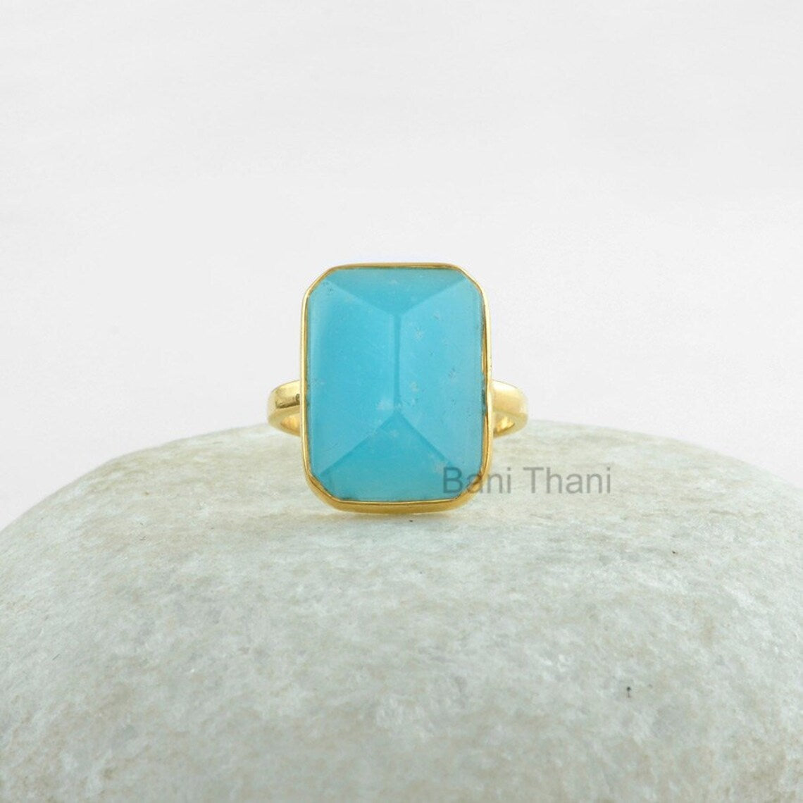 Smithsonite Gemstone Ring - 925 Sterling Silver Gold Plated Ring - Handmade Bezel Ring - Bridesmaid Jewelry - Birthstone Ring