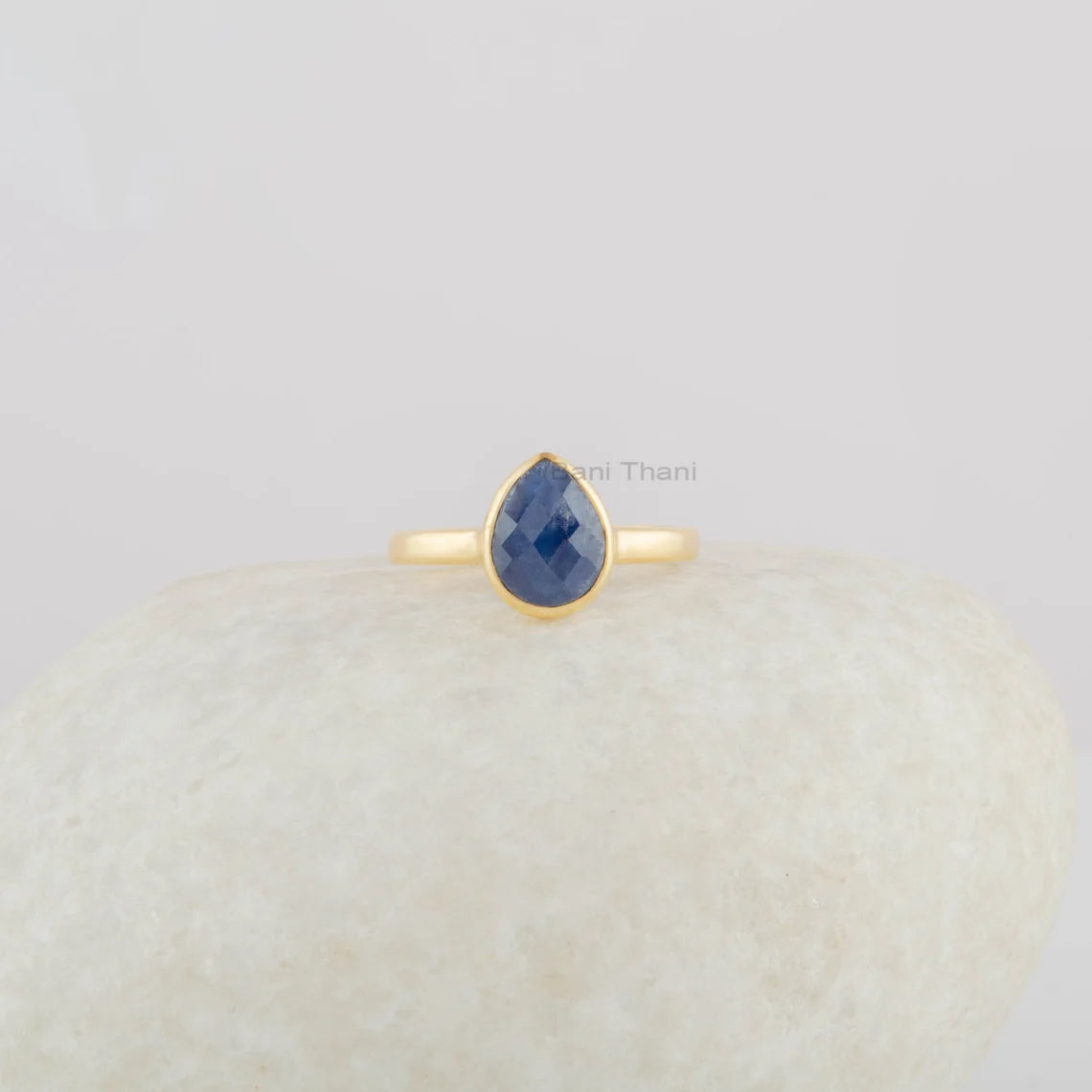 Natural Blue Sapphire Ring - Gemstone Silver Ring for Women - Solid 925 Sterling Silver Ring - Gold Plated Handmade Ring - Jewelry for Girls