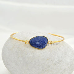 Lapis Lazuli Bangle - Handcrafted Bracelet - 925 Pure Silver - 14x20mm Nugget - Artisan Jewelry - Jewelry For New Mom - Gift For Bride