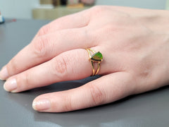 Ammolite Ring, Solid Sterling Silver Gold Plated Gemstone Ring, Pear Shape Multi Color Minimalist Ring Jewelry