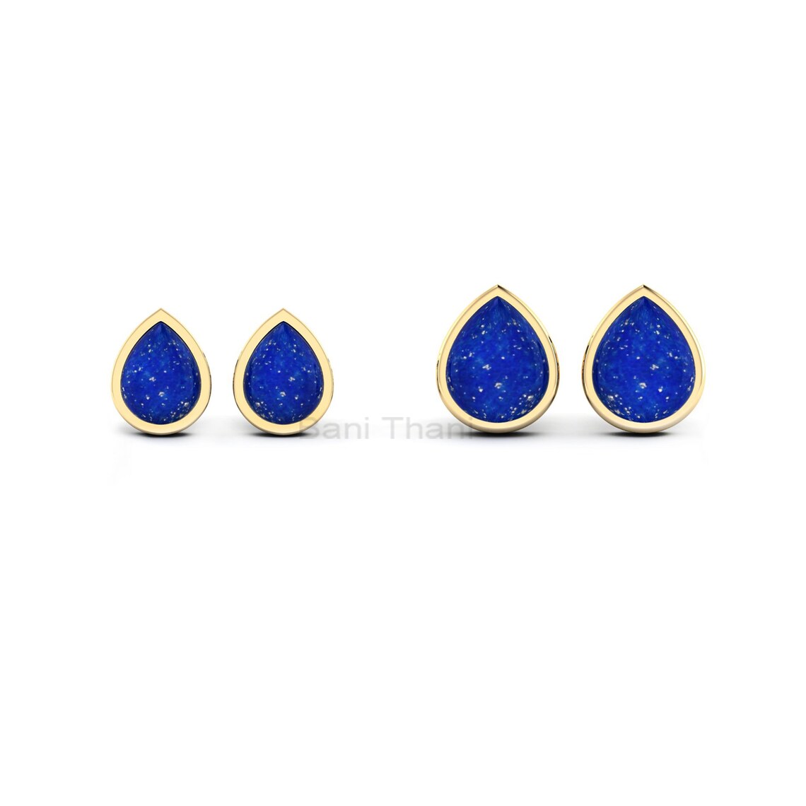 Lapis Lazuli Stud Earrings - Pear Shape Bezel Earring - 925 Sterling Silver Stud - Handmade Stud - Birthstone Earring - Jewelry Gift for Her