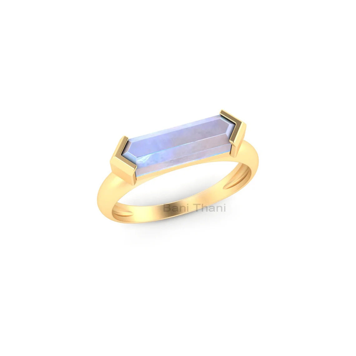 Lapis Lazuli Silver Ring - Thin Gold Ring For Women - 925 Sterling Silver - 15x4 mm Hexagon Gemstone - 18k Gold Plated - Birthstone Ring