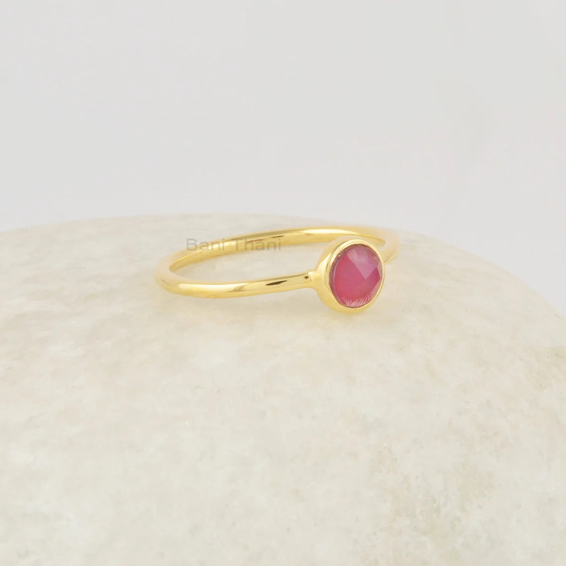 Red Opal Ring, Multicolor Fire Silver Ring, Promise Dainty Birthstone Ring, 18k Gold Plated Sterling Silver Ring, 5mm Round Gemstone Ring