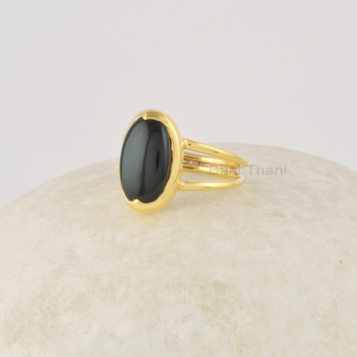 Black Onyx Ring, 9x14mm Oval Gemstone Ring, Handmade Silver Women Ring, Solid Silver 18k Gold Plated Ring