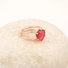 10mm Heart Shape Pink Tourmaline Ring in Sterling Silver, Rose Gold Plated 925 Silver Ring, Pink Gemstone Vintage Rings