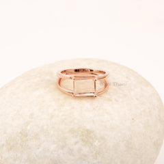 Double Band Morganite Dainty Silver Ring, 7x9mm Rectangle Gemstone Ring, Rose Gold Plated 925 Silver Ring, Handcraft Jewelry