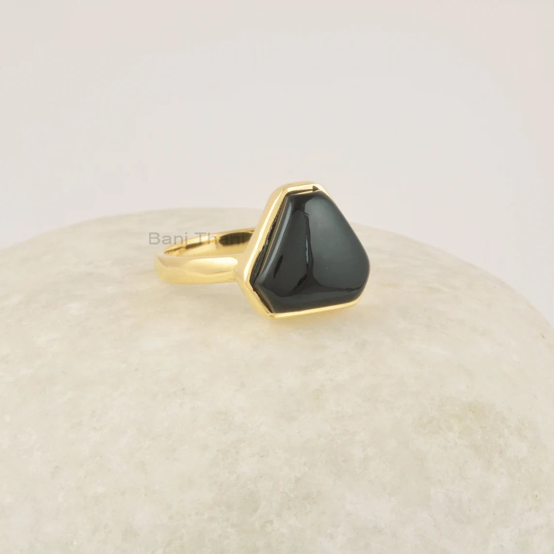 Black Onyx Ring, 925 Sterling Silver Ring, Vintage Birthstone Jewelry, Black Gemstone Gold Ring, 18k Gold Plated Silver Ring For Engagement