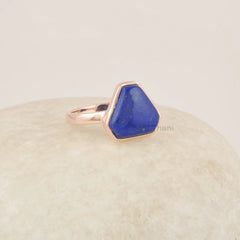 Lapis Lazuli Ring Solid Silver Handmade 925 Silver Ring, September Birthstone Ring, Blue Gemstone Rose Gold Ring, Minimalist Ring For Mom