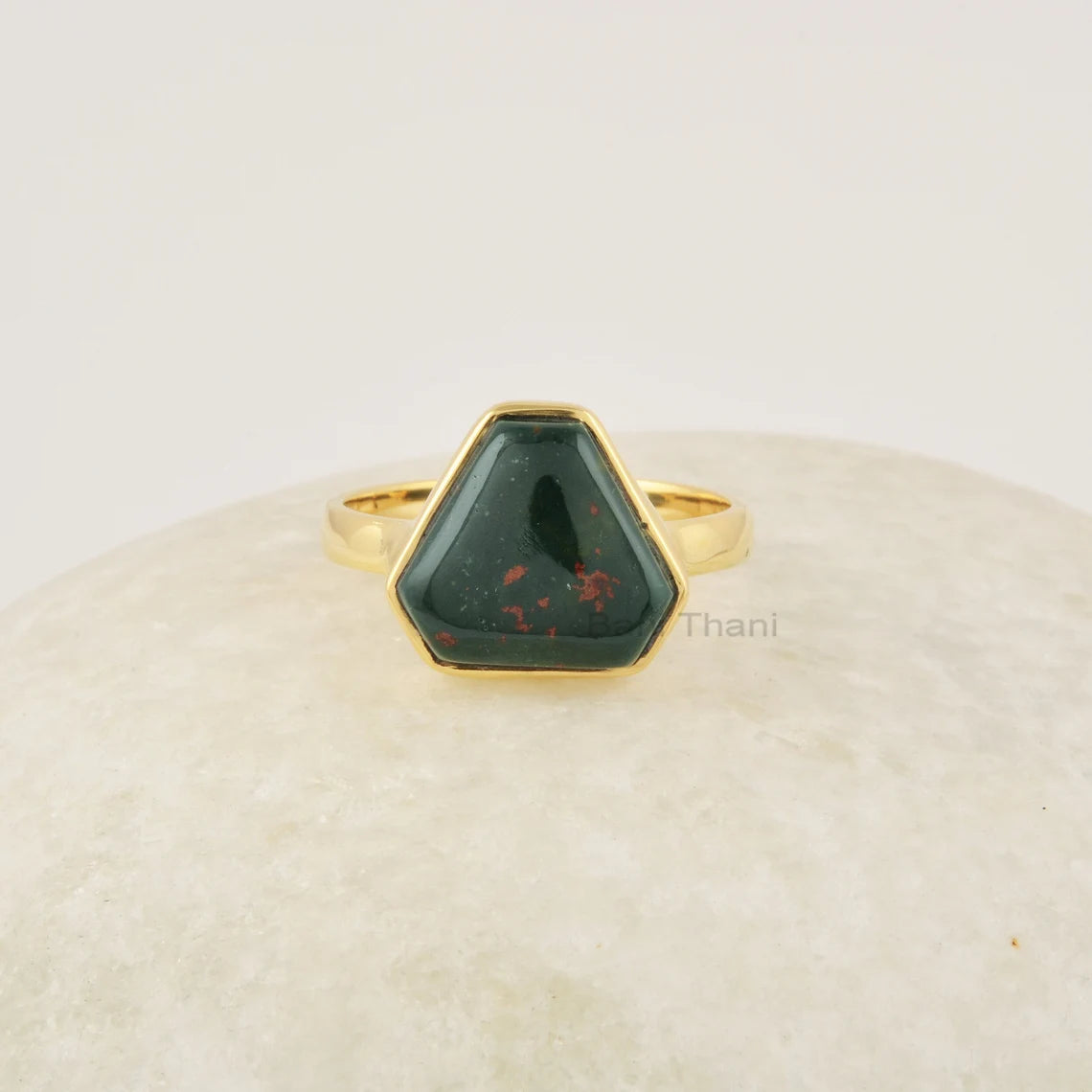 Bloodstone Silver Ring, Fancy Shape Gemstone Ring, 18k Gold Plated Ring, 925 Sterling Silver Bloodstone Ring, Statement Handmade Jewelry