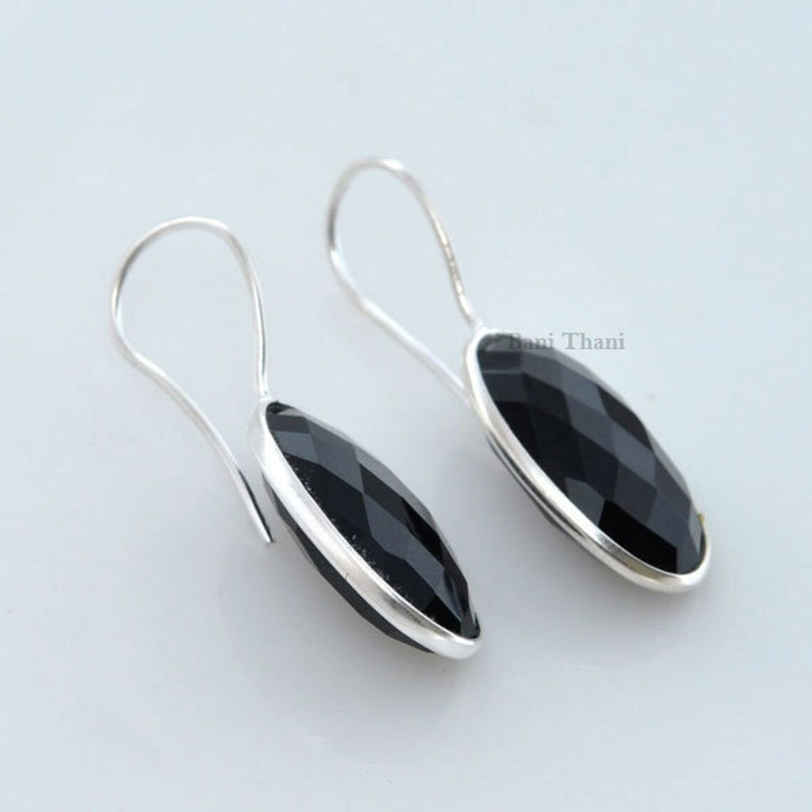 Onyx Dangle Earrings, Black Onyx 11x24mm Oval Gemstone Earring, 925 Sterling Silver Earrings, Christmas Gift For Her, Beautiful Gift Earring