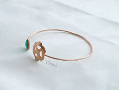 Green Onyx 10mm Hand Cut Textured Rose Gold 925 Sterling Silver Bangle