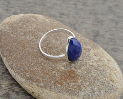 Lapis Lazuli Beautiful 10x14mm Pear Gemstone Ring-925 Sterling Silver Handmade Ring-Wedding Gift Ring-Gift For Her-Personalized Gift For Mom