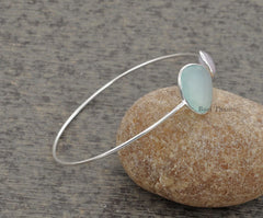 Aqua and Pink Chalcedony Bracelet, Bracelet, Gemstone Bracelet, Silver Bracelet, Sterling Silver Bangle, Silver Jewelry