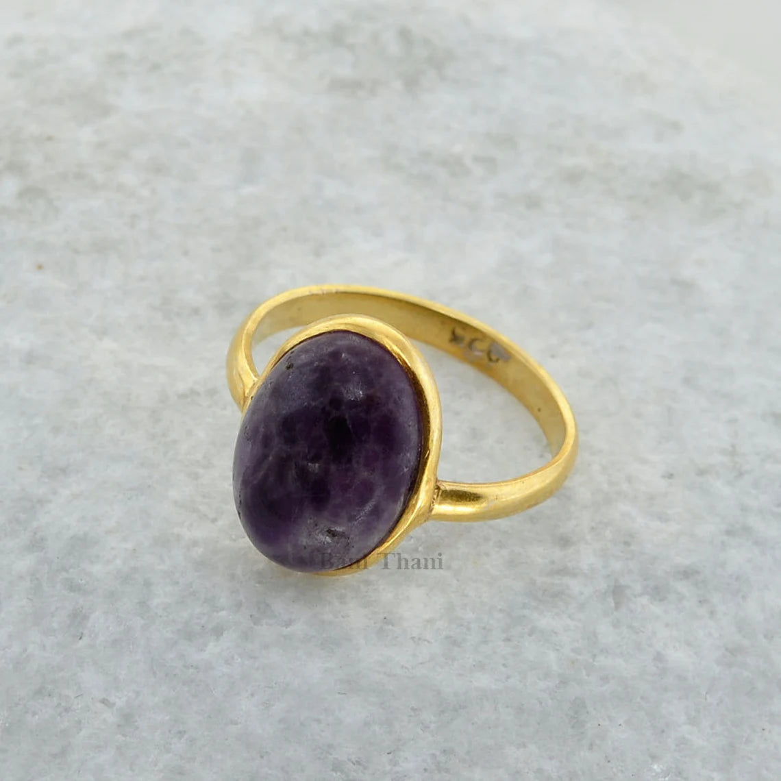 Amethyst Lace Agate Ring, Amethyst Oval Gemstone Ring, Gold Plated 925 Sterling Silver Bezel Ring, Statement Ring, Wedding Gift Ring for Her