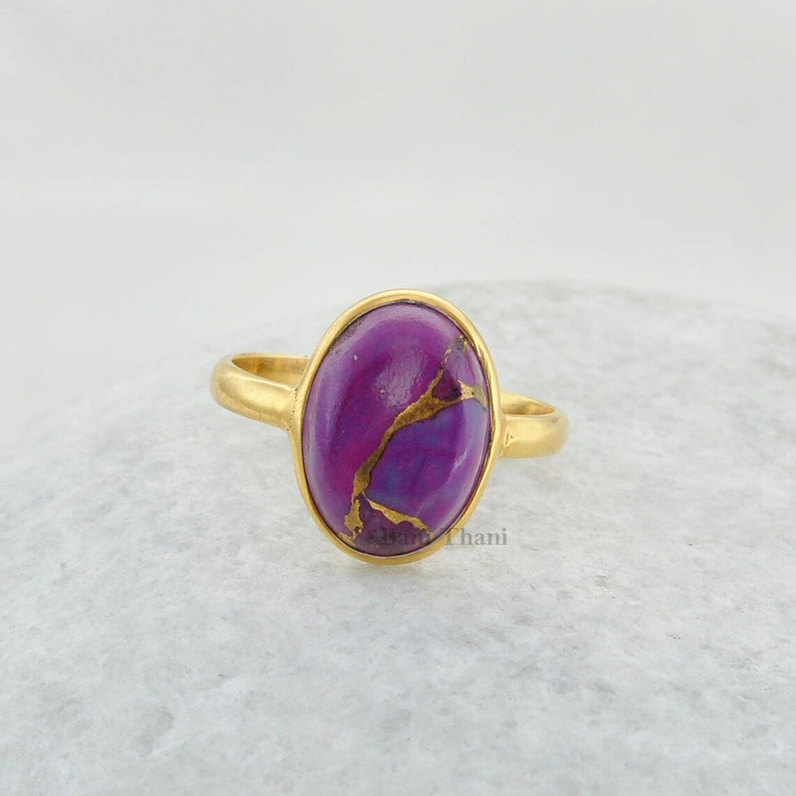 Copper Purple Turquoise Ring - 925 Sterling Silver - Rose Gold Plated Ring - Modern Jewelry - Jewelry For Spouse - Gift For Protection