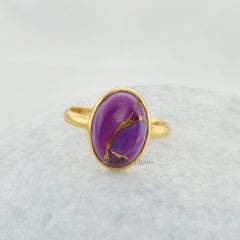 Copper Purple Turquoise Ring - 925 Sterling Silver - Rose Gold Plated Ring - Modern Jewelry - Jewelry For Spouse - Gift For Protection