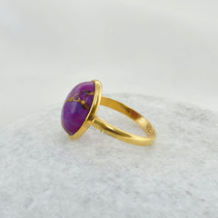 Copper Purple Turquoise Ring - 925 Sterling Silver - Rose Gold Plated Ring - Modern Jewelry - Jewelry For Spouse - Gift For Protection