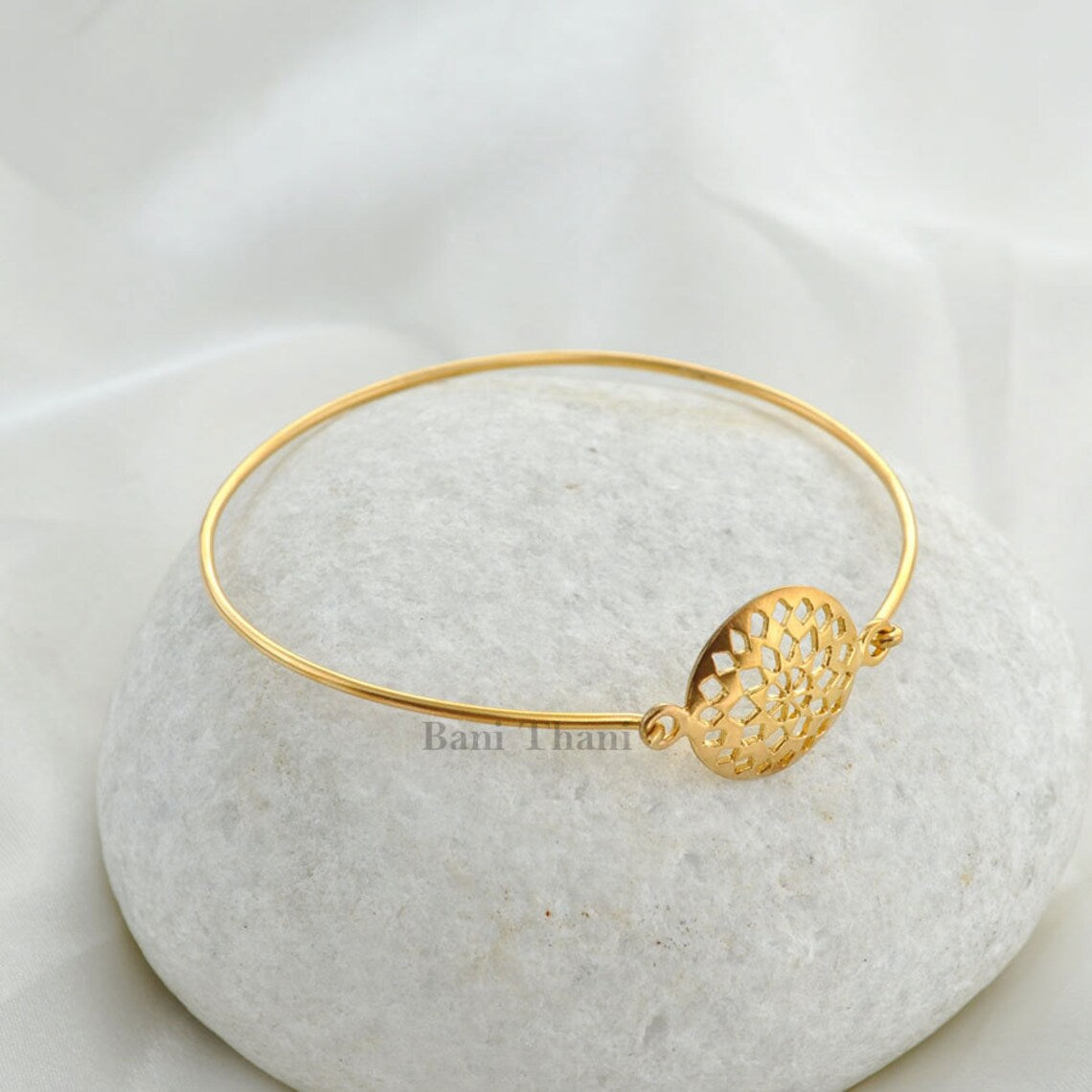 Amazing High Quality Handcut Designer Gold Plated Sterling Silver Bangle, Plain Silver Bracelet, Christmas Gift Bracelet, Bangle Bracelet