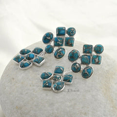 Copper Blue Turquoise Beautiful Handmade Designer 925 Sterling Silver Earrings Jewelry