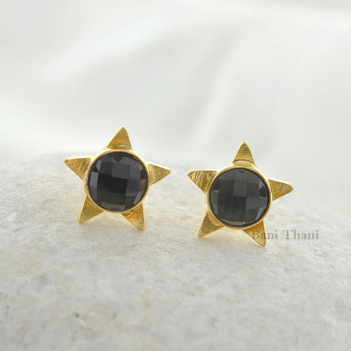 Smoky Quartz Stud Earring - Rose Gold Plated Studs - Round 8mm- 925 Sterling Silver - Trendy Jewelry - Jewelry For Writer - Gift For Women