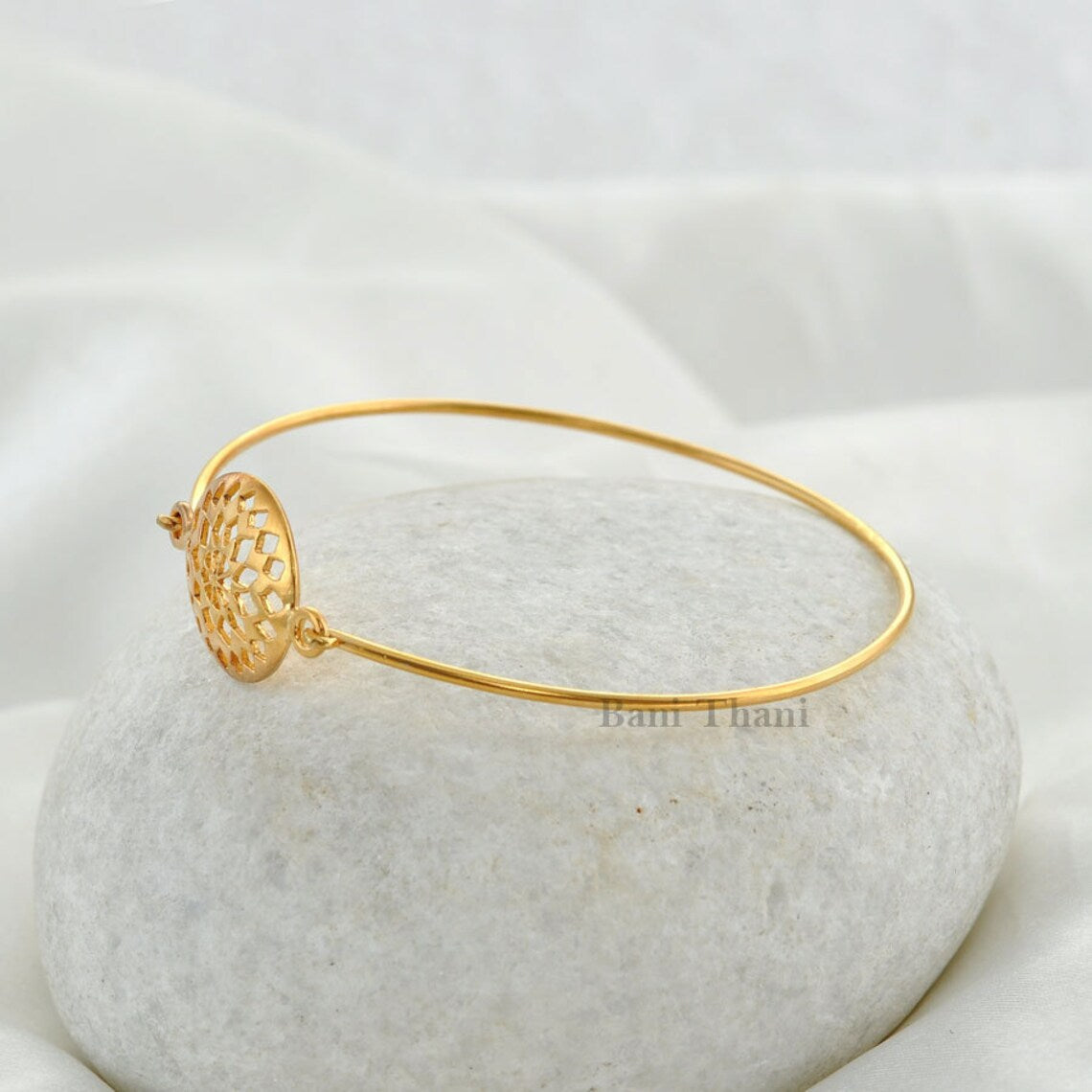 Amazing High Quality Handcut Designer Gold Plated Sterling Silver Bangle, Plain Silver Bracelet, Christmas Gift Bracelet, Bangle Bracelet