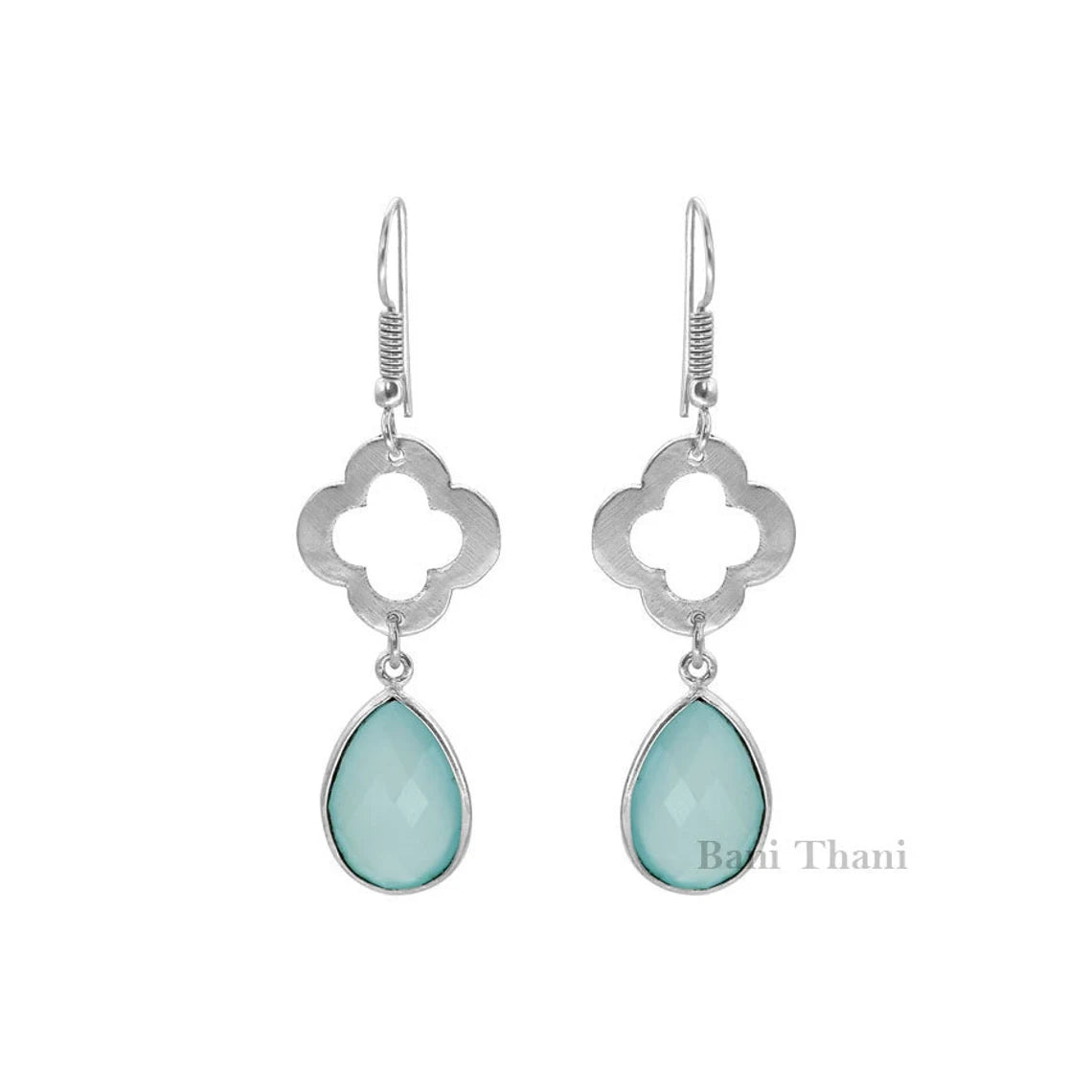 Aqua Chalcedony Earring-Stunning Chalcedony 12x16mm Gemstone Drop Earrings-925 Sterling Silver Earring-Handmade Dangle Earrings-Hook Earring