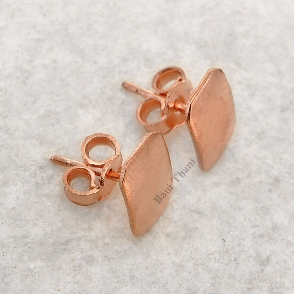 Rose Gold Earring-Rose Gold Plated Rectangle Stud Earring-925 Sterling Silver Studs Set For Women-Delicate Earrings-Halloween Gift Earrings