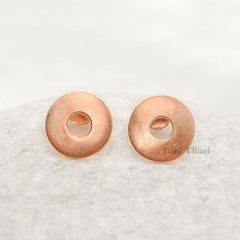 Plain Silver Rose Gold Plated Stud Earrings, Rose Gold Round Stud Earrings, 925 Sterling Silver Earring, Dainty Earring, Vintage Earring