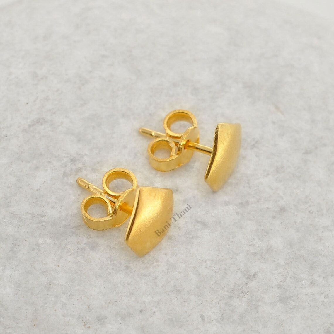 Pentagon Shape Stud Earrings - Plain Silver Gold Plated Stud Earrings - 925 Sterling Silver Handmade Earrings - Gift for Mom - Birthday Gift