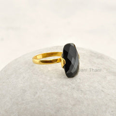 Black Onyx Ring - 925 Solid Silver - Gold Plated Ring - Faceted Octagon - Matching Jewelry - Jewelry For Spouse - Gift For Inspiration