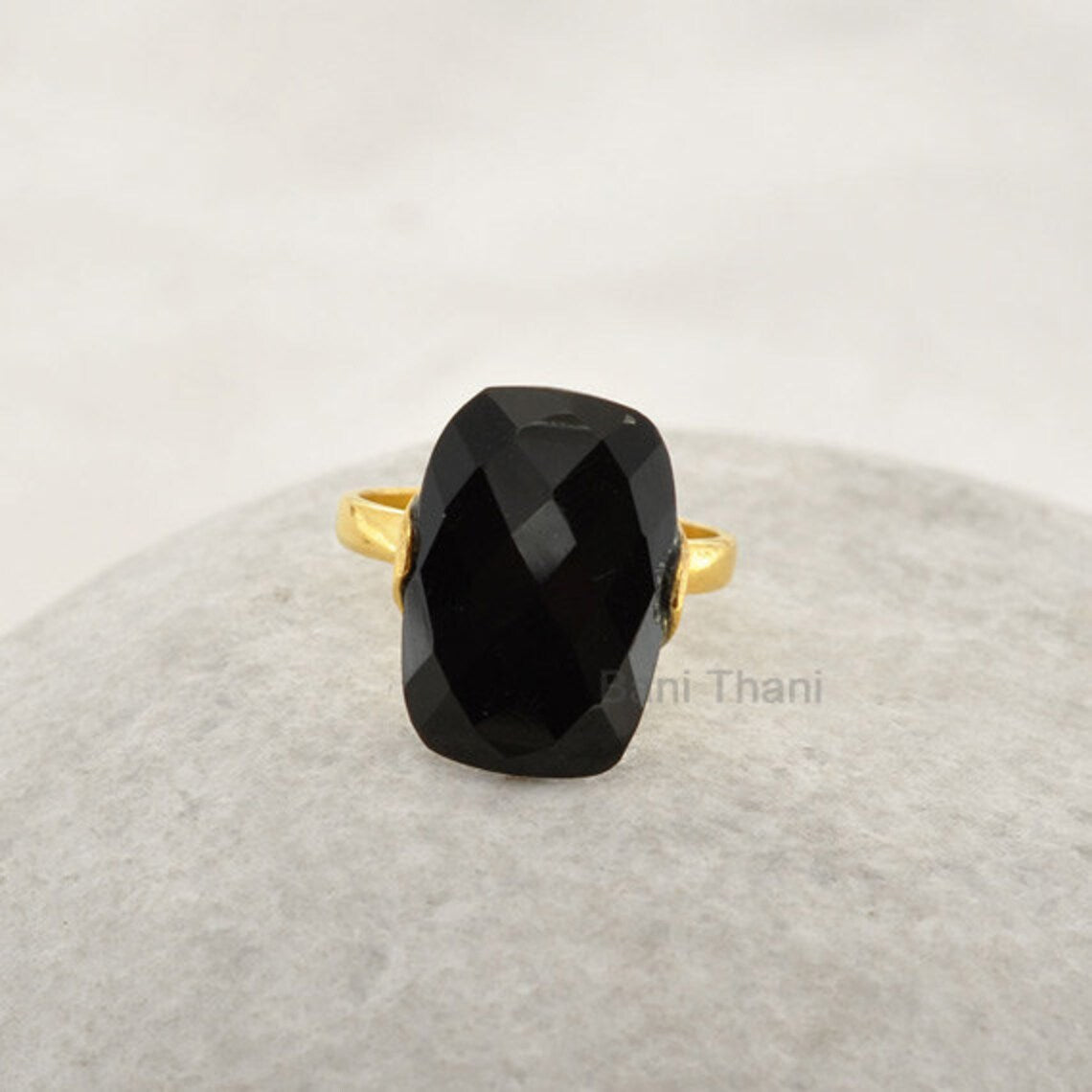 Black Onyx Ring - 925 Solid Silver - Gold Plated Ring - Faceted Octagon - Matching Jewelry - Jewelry For Spouse - Gift For Inspiration