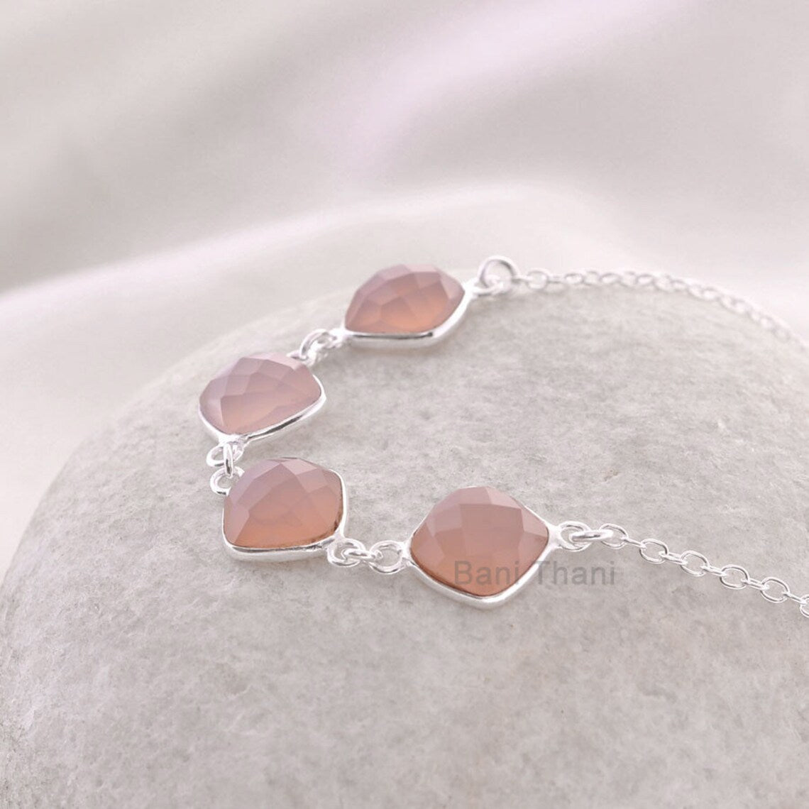 Pink Chalcedony Cushion 10 mm - Customized Pendant Necklace Jewelry - 925 Sterling Silver Necklace