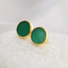 Green Chrysoprase Stud Earrings - Handmade Studs - 925 Silver - 9mm Round - Matching Jewelry - Jewelry For The Bride - Gift For Young Girls