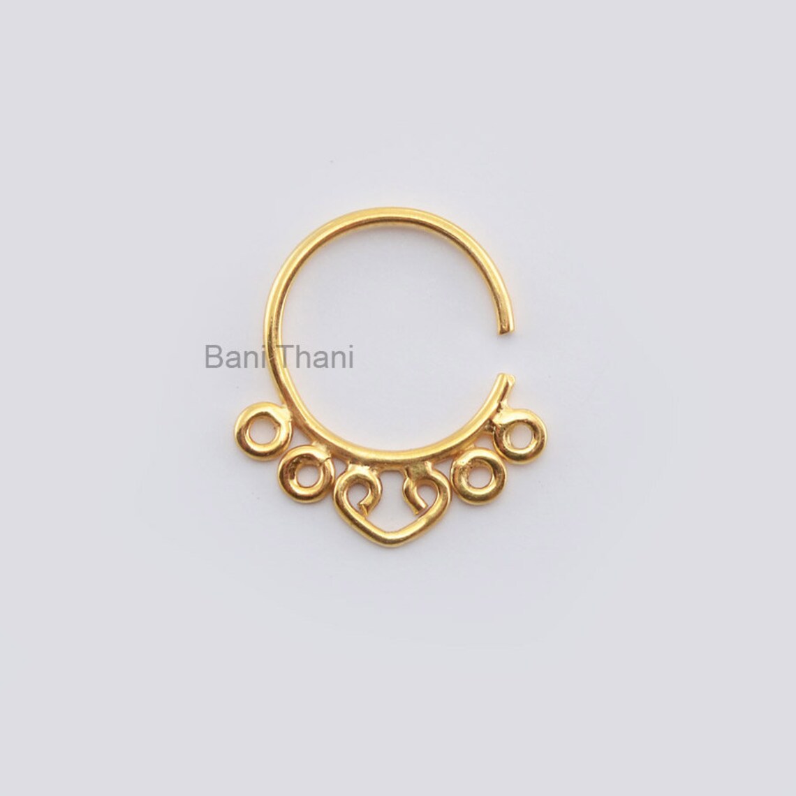 Gold Plated Septum Ring For Pierced Nose 925 Sterling silver Nose Jewelry - Indian Nose Ring, Tribal Belly Dance, Body Jewelry- Septum Ring