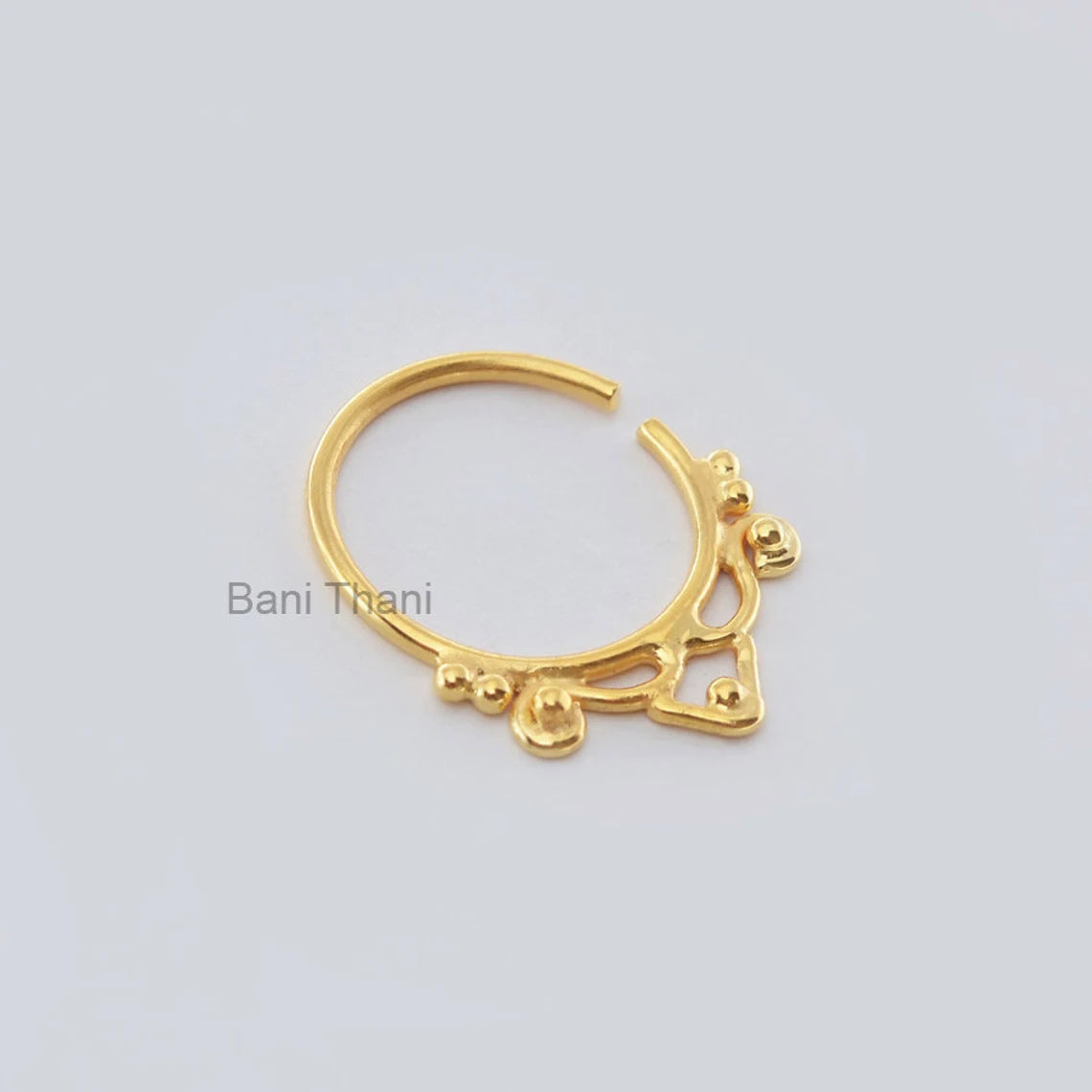 Handmade Gold Plated 925 Sterling Silver Nose Ring, Ethnic Septum Ring, Body Jewelry Nose Hoop, Gypsy Jewelry, Nose Hoop Ring For Women