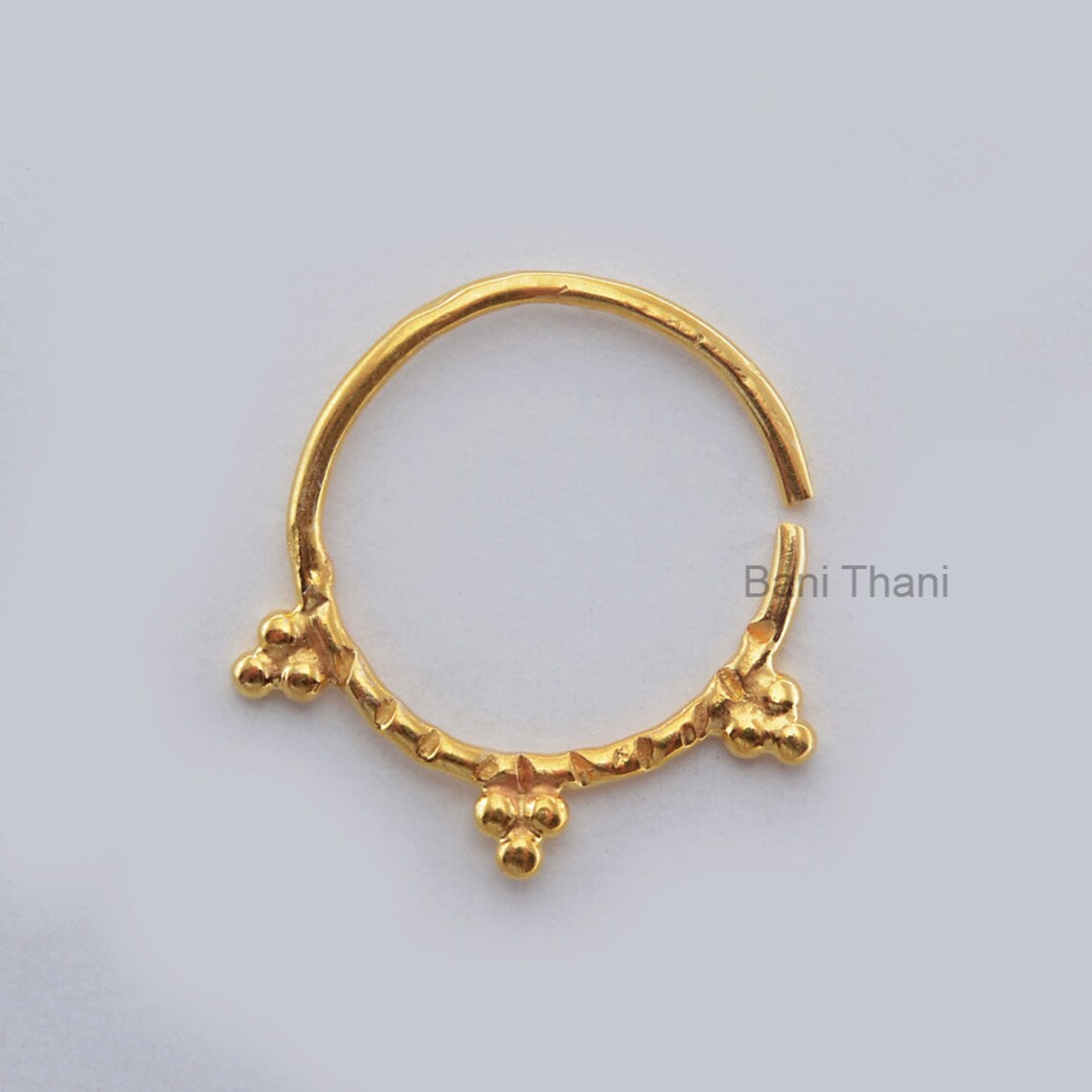 Handmade Gold Plated 925 Sterling Silver Nose Ring Jewelry, Indian Nose Ring, Nose Hoop, Tribal Septum, Septum Jewelry, Gypsy Tribal Jewelry
