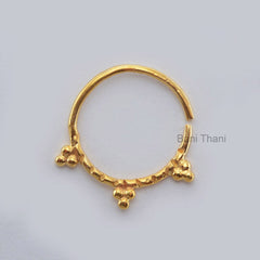 Handmade Gold Plated 925 Sterling Silver Nose Ring Jewelry, Indian Nose Ring, Nose Hoop, Tribal Septum, Septum Jewelry, Gypsy Tribal Jewelry
