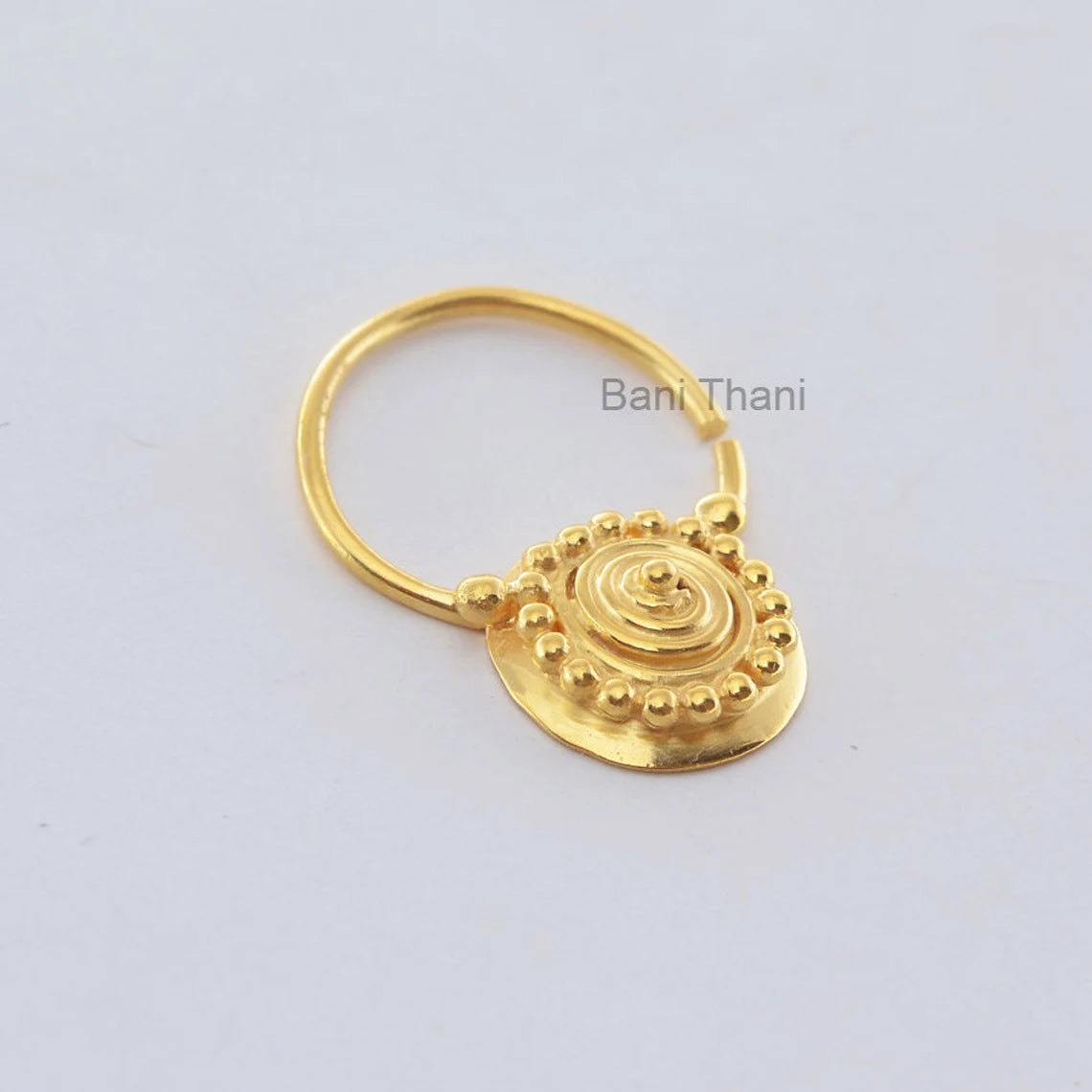 Designer Tribal Septum Ring Gold Plated 925 Sterling Silver Nose Ring, Septum Piercing - Nose Jewelry - Real Septum - Nose Hoop