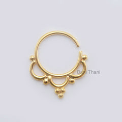 Handmade Gold Plated 925 Sterling Silver Nose Ring, Septum Piercing - Nose Jewelry - Real Septum - Nose Hoop