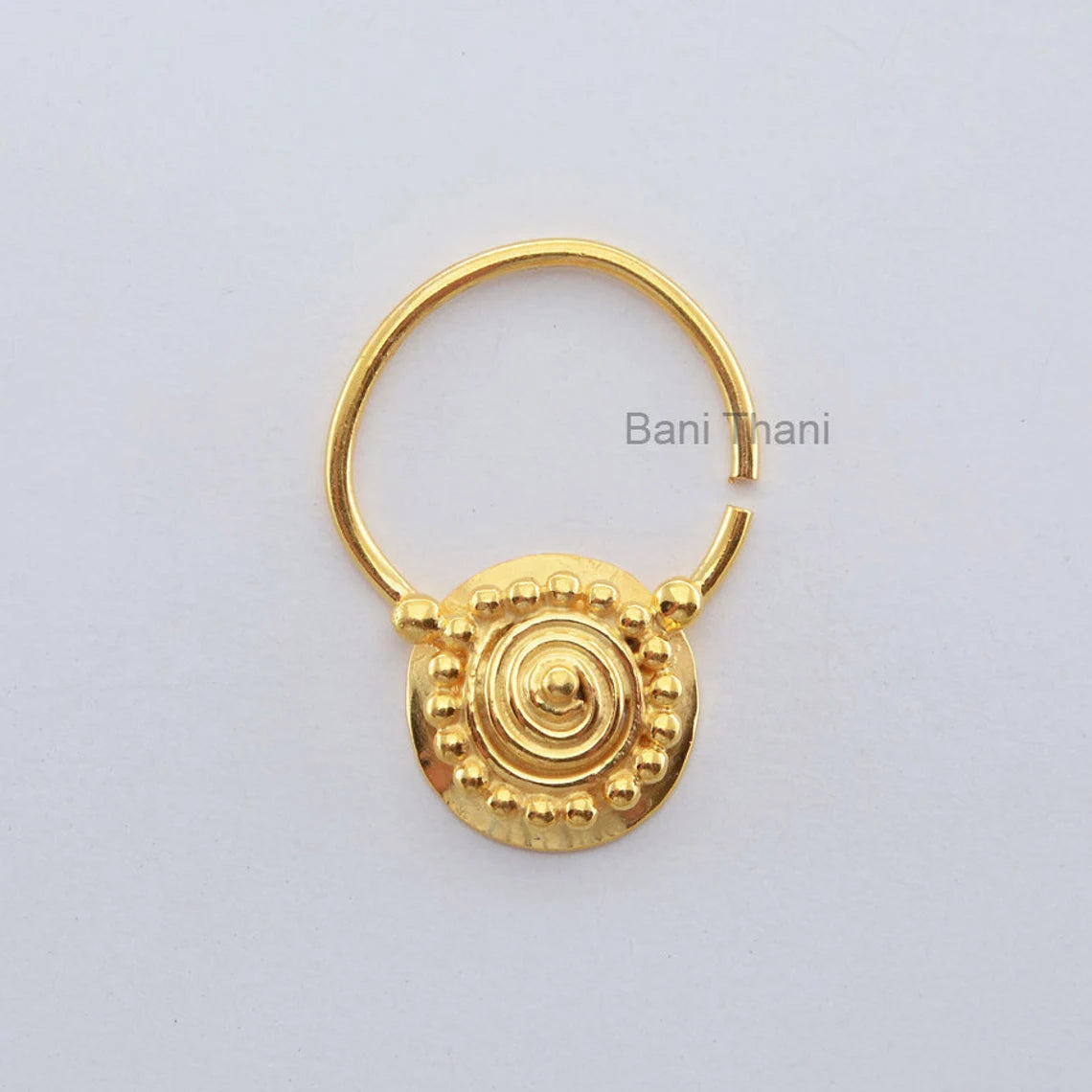 Designer Tribal Septum Ring Gold Plated 925 Sterling Silver Nose Ring, Septum Piercing - Nose Jewelry - Real Septum - Nose Hoop