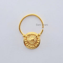 Designer Tribal Septum Ring Gold Plated 925 Sterling Silver Nose Ring, Septum Piercing - Nose Jewelry - Real Septum - Nose Hoop