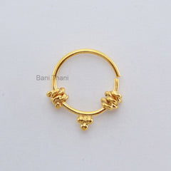 Handmade Gold Plated 925 Sterling Silver Nose Ring, Ethnic Septum Ring, Septum Jewelry, Nose Ring, Gypsy Nose Ring, Designer Ring Jewelry