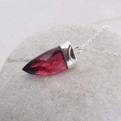 Handmade Point Pendant Jewelry, Superb Pink Tourmaline Quartz Point Shape 15x25mm 925 Sterling Silver Pendant Necklace