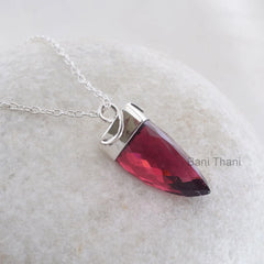 Handmade Point Pendant Jewelry, Superb Pink Tourmaline Quartz Point Shape 15x25mm 925 Sterling Silver Pendant Necklace