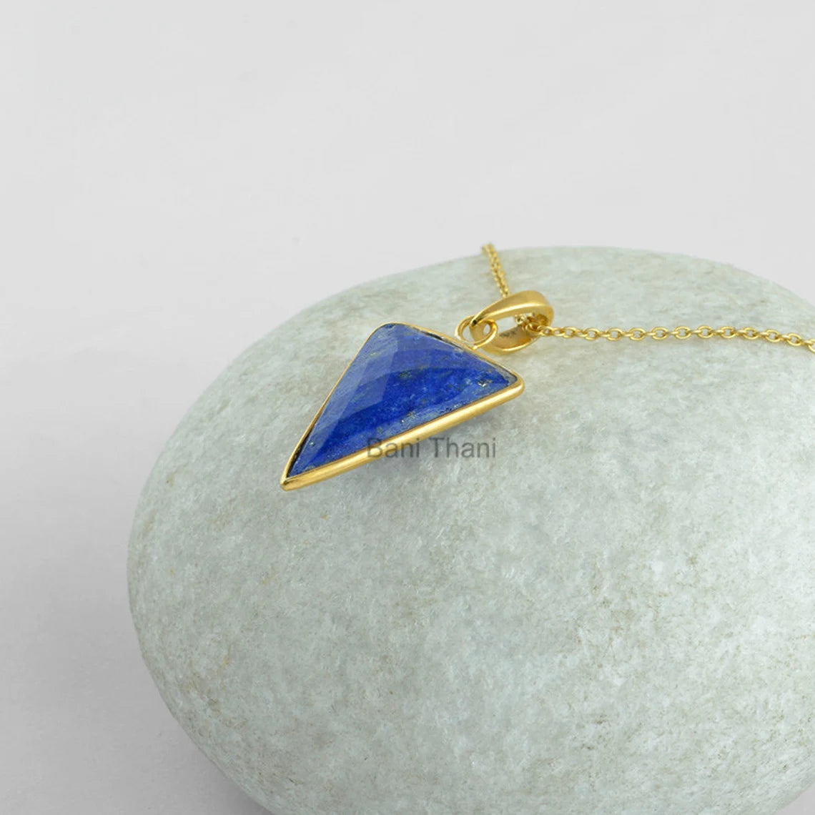 Blue Lapis Lazuli Necklace - Handcrafted Necklace - 20x24mm Triangle - 925 Silver - Manmade Jewelry - Jewelry For Protection - Gift For Prom