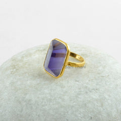 Amethyst Quartz Handmade Silver Ring - Gold Plated Ring - Bridesmaid Ring - 925 Sterling Silver Ring - Gemstone Jewelry Ring - Gift for Her