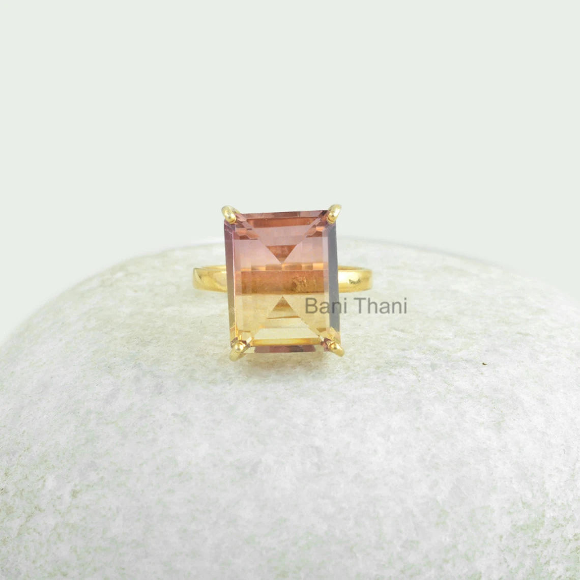 Tourmaline Bi Doublet Quartz Ring - Sterling Silver - Rose Gold Plated Ring - Prong Set - Trendy Jewelry - Jewelry For Mom - Gift For Group